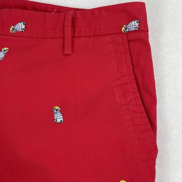 Talbots Relaxed Chinos Frenchie Dog Red Twill Pants Animals Causal-8 - Picture 10 of 12